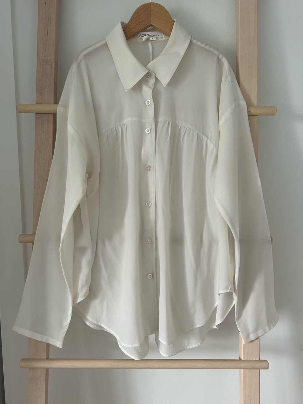 BCBGeneration Cream Button-Down Blouse